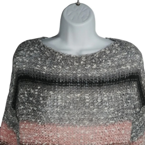 Please Dropped Shoulders Chunky Knit  Mohair Blend Striped Sweater M/L - Picture 3 of 9